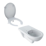 Wisząca miska WC Selnova Comfort lejowa, B35.5 cm, H34 cm, T70 cm, długa, Rimfree, łazienka bez barier Deska sedesowa WC antybakteryjna Selnova Comfort z otwartym siedziskiem, mocowanie od dołu, zawiasy metalowe, łazienka bez barier biała